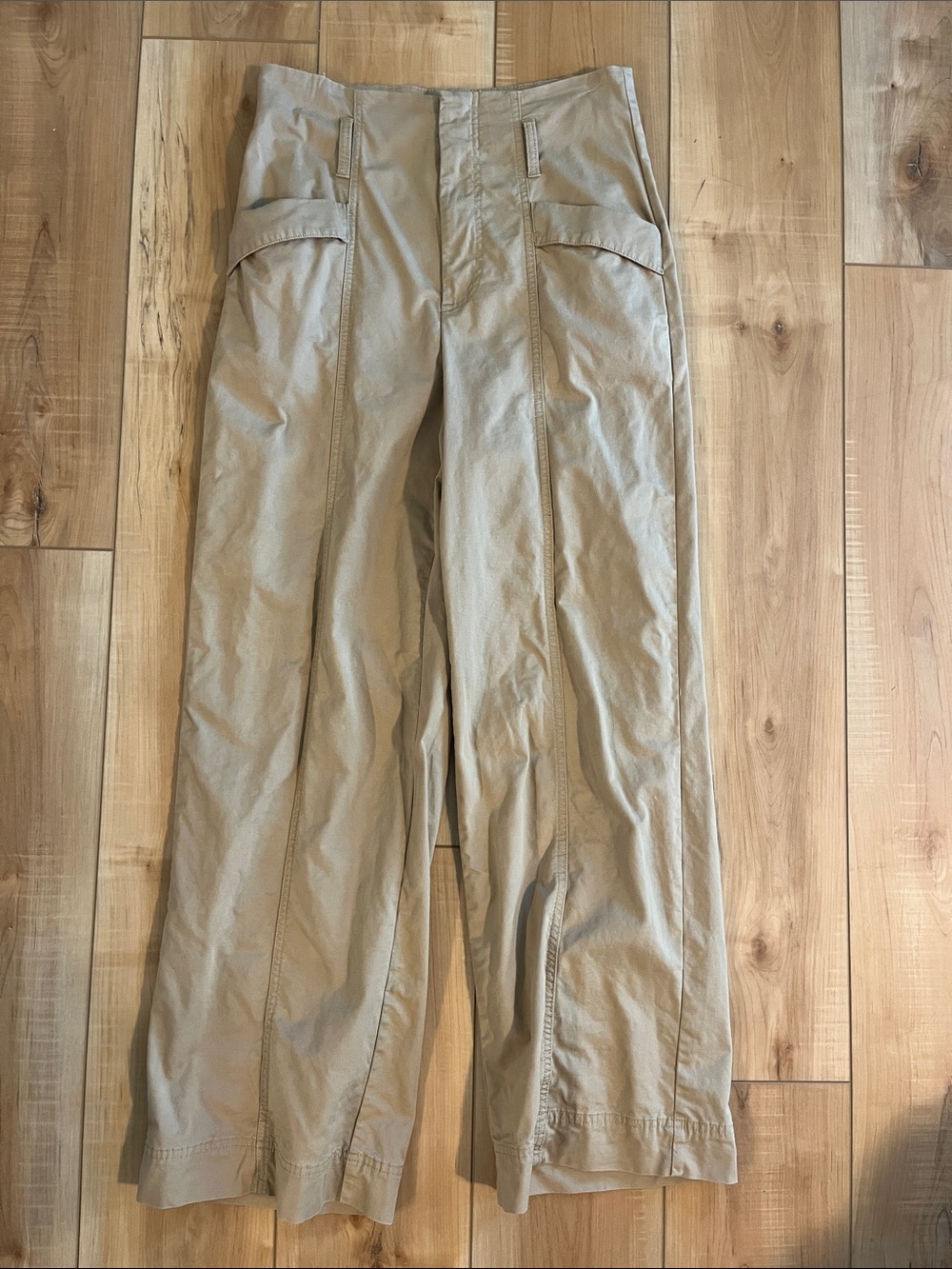 Tan Wide-Leg Cargo Pants